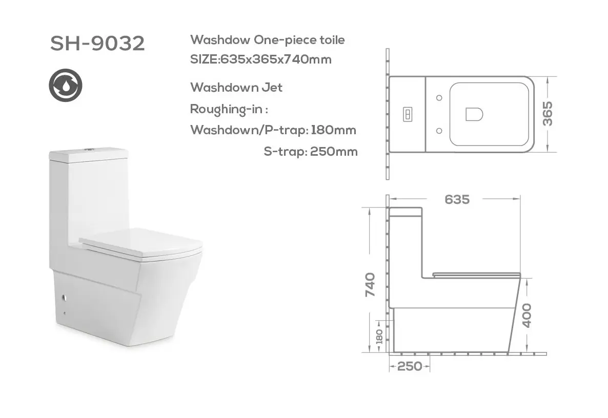 Factory-Direct One-Piece Toilet SH-9032 dimension