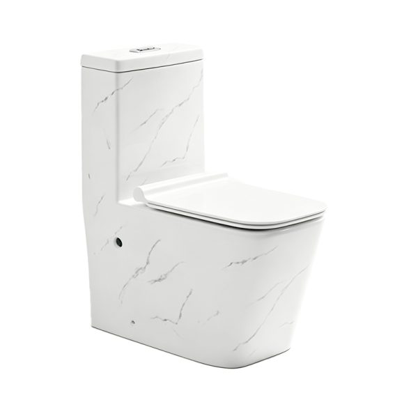 Wholesale Marble Texture Washdown One-Piece Toilet SH-8869M – Square Design and Minimalist Style