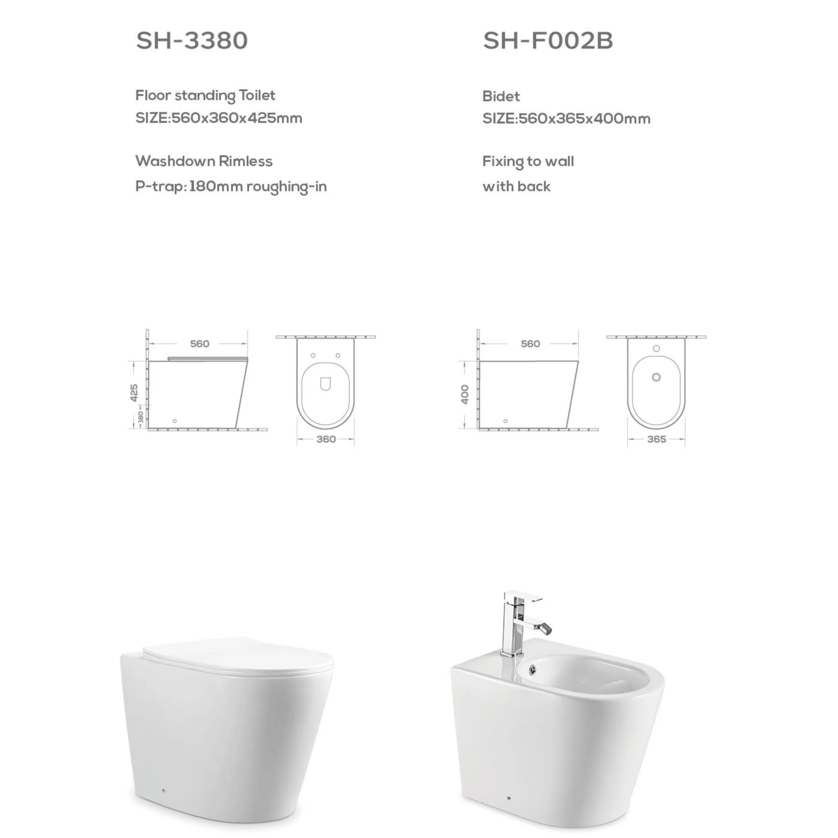 floor-mounted toilet set details