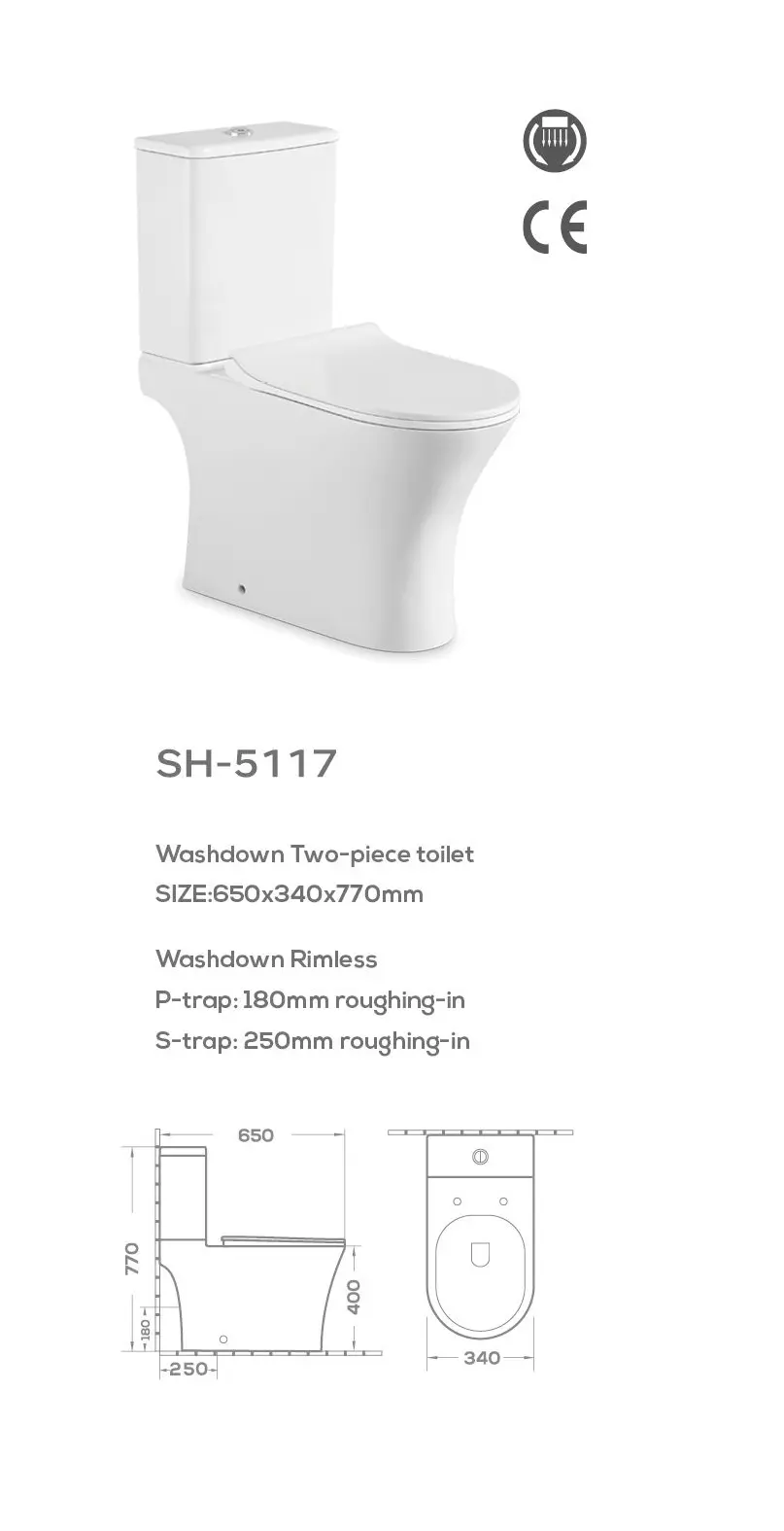 toilet factory supply sh-5117 dimensiont