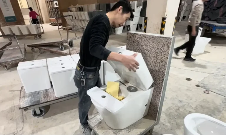 two-piece toilet hole alignment inspection