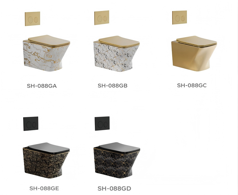 Wholesale Luxury Gold Wall-Hung Toilets with Concealed Tank – Suitable for High-End Bathroom Projects - الصورة 2