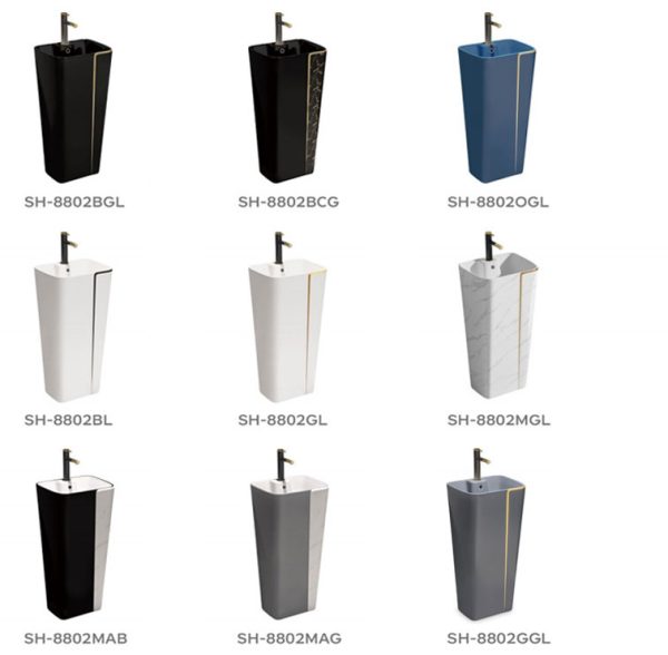 Wholesale Marble Finish One-Piece Pedestal Basin – Custom Colored Washbasins-Basins Manufacturer