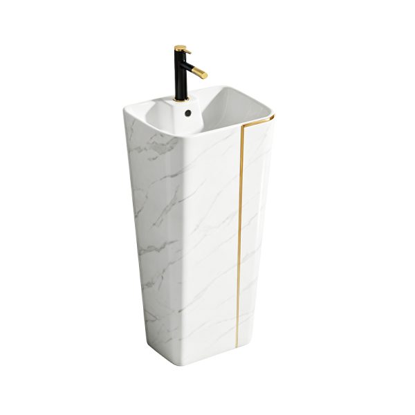 Wholesale Marble Finish One-Piece Pedestal Basin – Custom Colored Washbasins-Basins Manufacturer