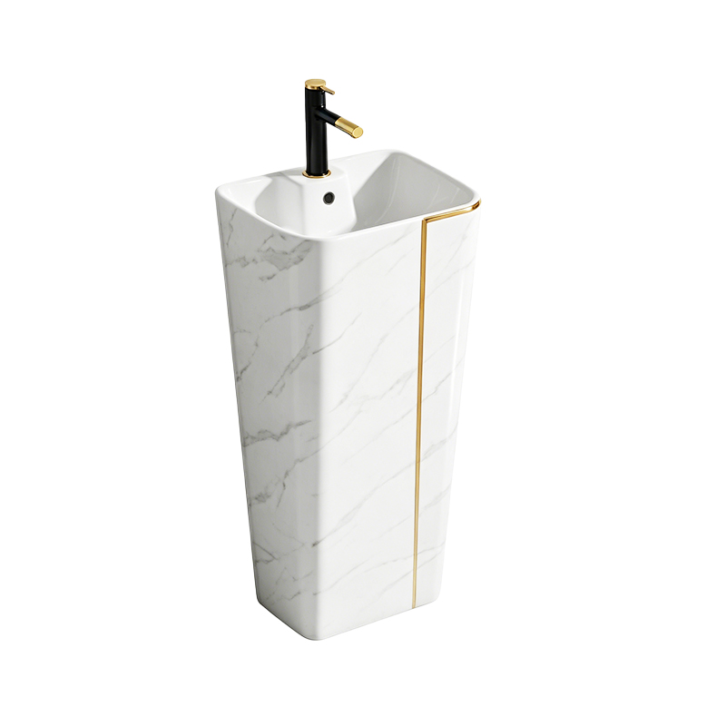 Wholesale Marble Finish One-Piece Pedestal Basin – Custom Colored Washbasins-Basins Manufacturer