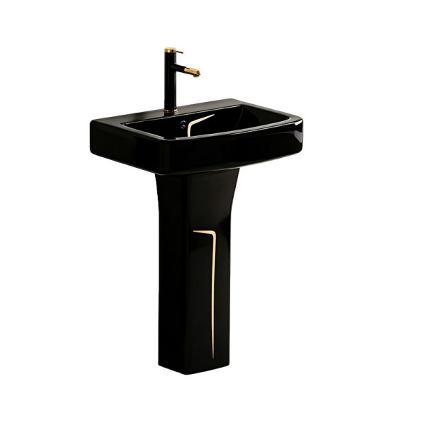 Wholesale Luxury Black & Gold Two Piece Pedestal Basin – Pedestal Basin Manufacturer