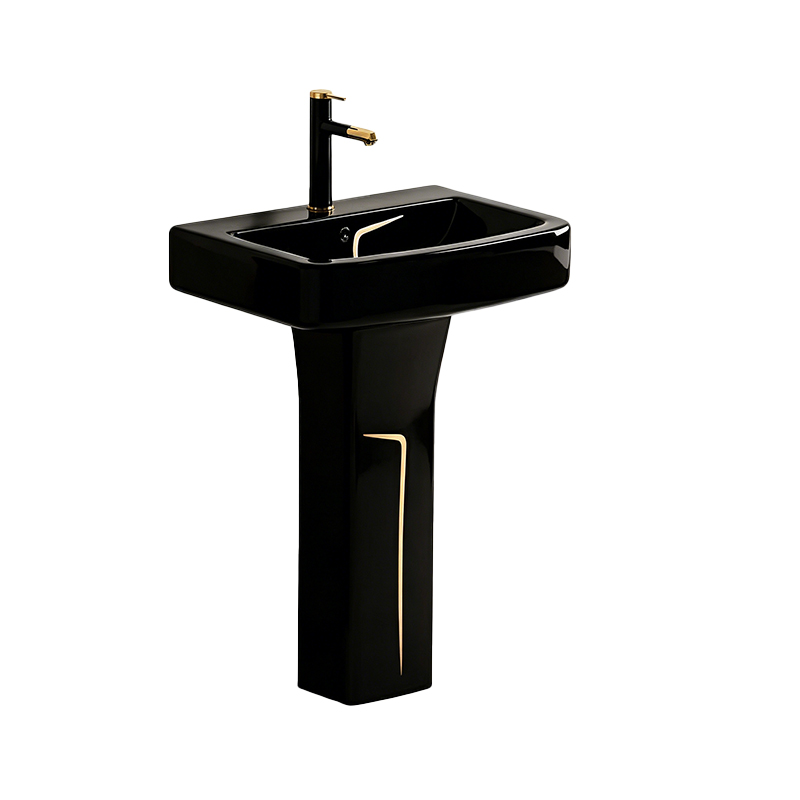 Wholesale Luxury Black & Gold Two Piece Pedestal Basin – Pedestal Basin Manufacturer