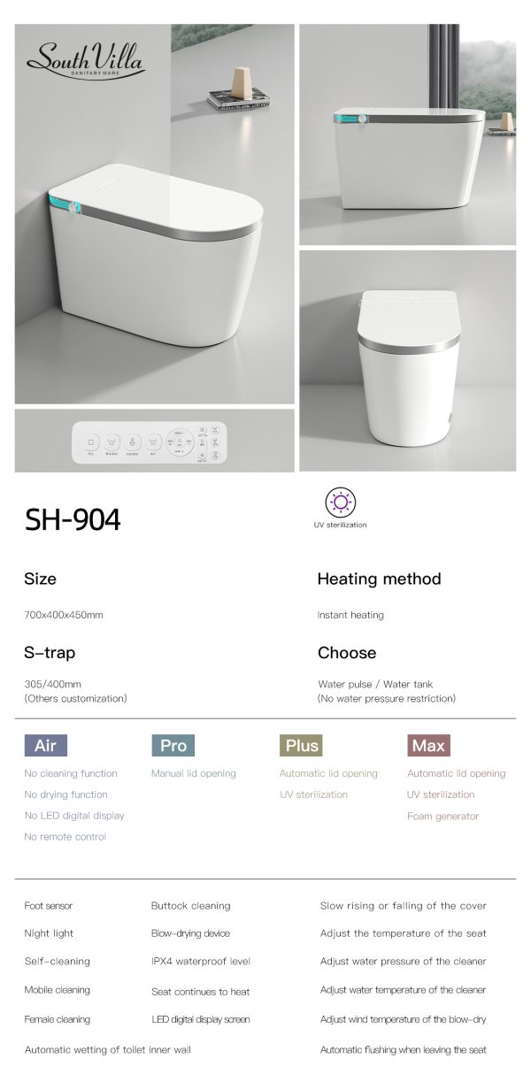 Hot-selling Smart Toilet SH-904 Wholesale Supply – Washdown Smart Toilet Factory With Good Price
