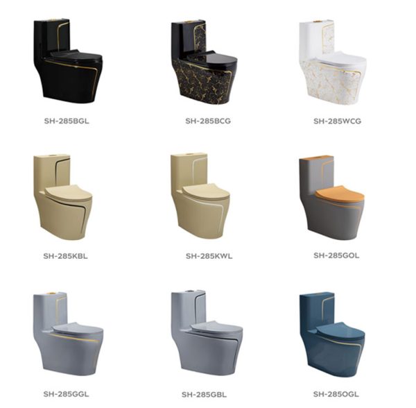 Wholesale Modern Washdown Luxury Glossy Black & Gold One-Piece Toilet SH-285BGL – China Wholesale Toilet Manufacturer