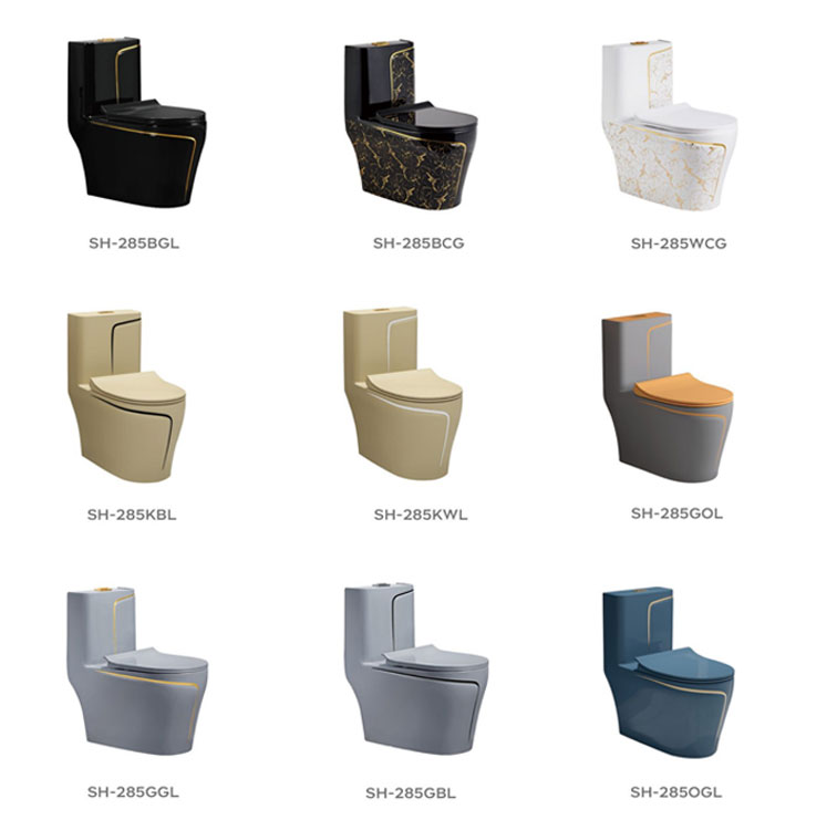 Wholesale Modern Washdown Luxury Glossy Black & Gold One-Piece Toilet SH-285BGL – China Wholesale Toilet Manufacturer - 画像 (2)