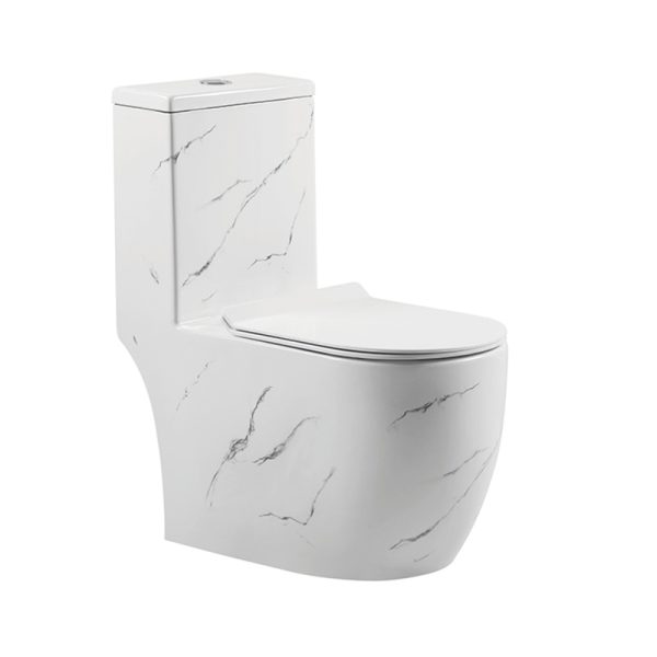 Wholesale White Marble Pattern One-Piece Toilet SH-6628M, Customizable Toilet Surface – China Toilet Factory
