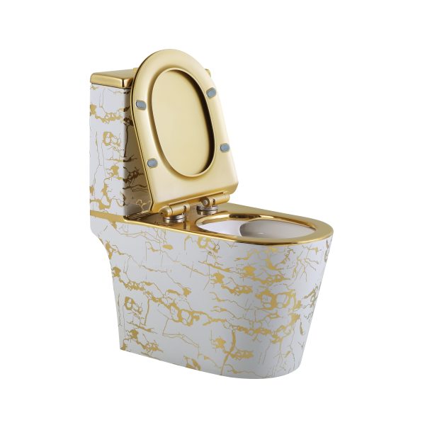 Wholesale Designer Gold Marble Texture Bathroom Toilet SH-6630GA – Singapore STL Water Efficiency Certified