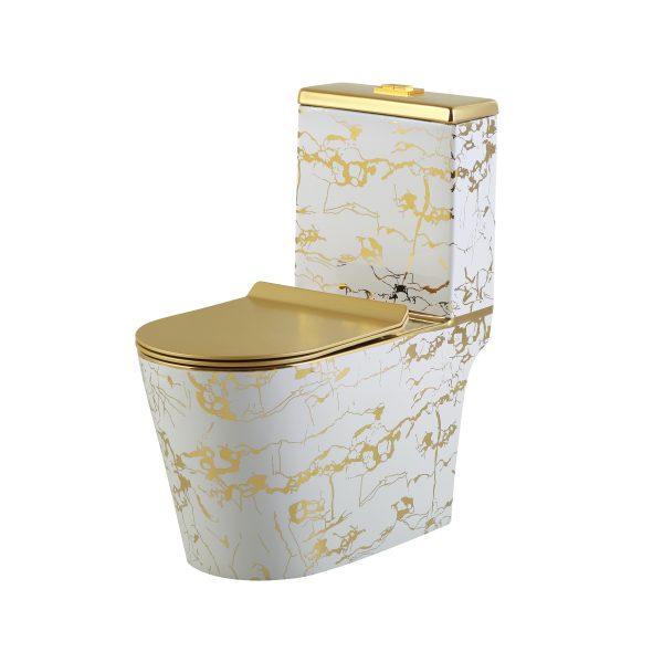 Wholesale Designer Gold Marble Texture Bathroom Toilet SH-6630GA – Singapore STL Water Efficiency Certified