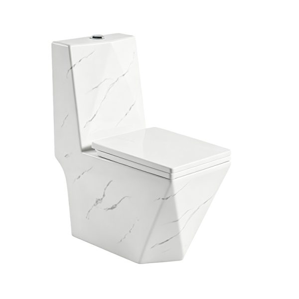 Wholesale One Piece Toilet SH-276BL– Bold Modern Diamond Design With Marble Pattern