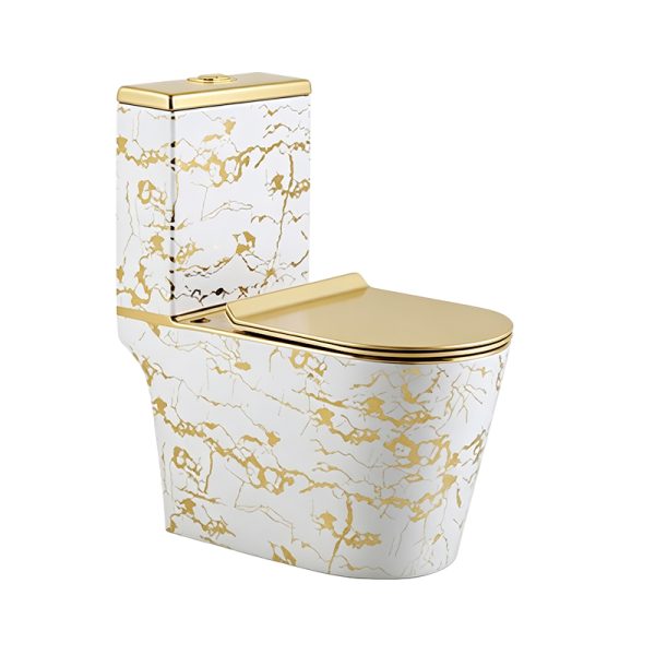 Wholesale Designer Gold Marble Texture Bathroom Toilet SH-6630GA – Singapore STL Water Efficiency Certified