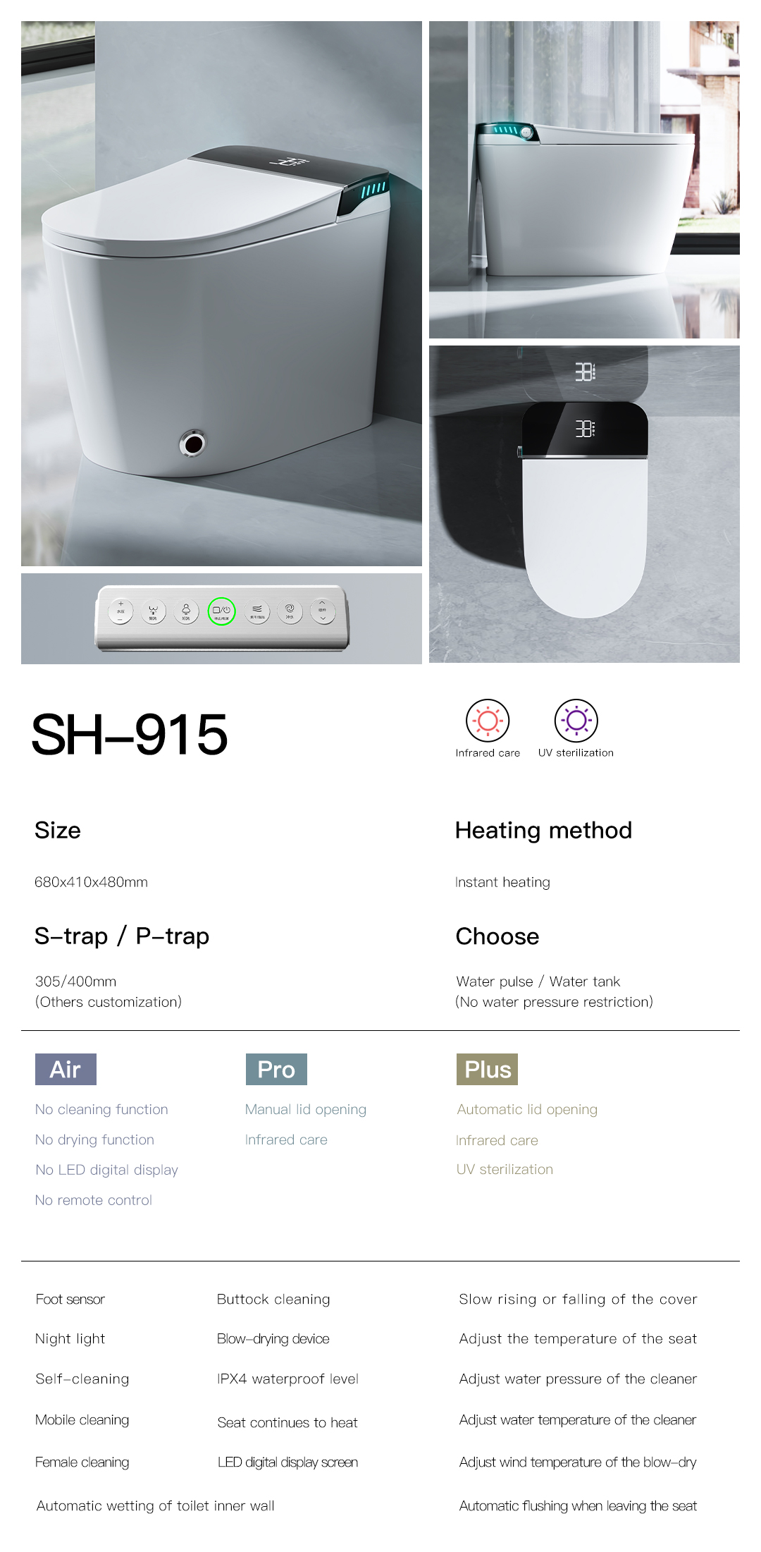 Modern Smart Toilet SH-915 – Wholesale intelligent Toilets With Built-in Water Tank - Image 2
