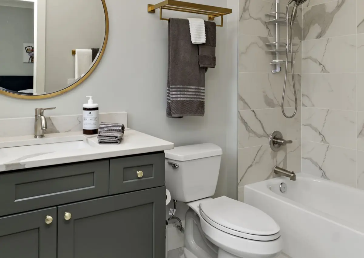 two-piece toilet in apartment