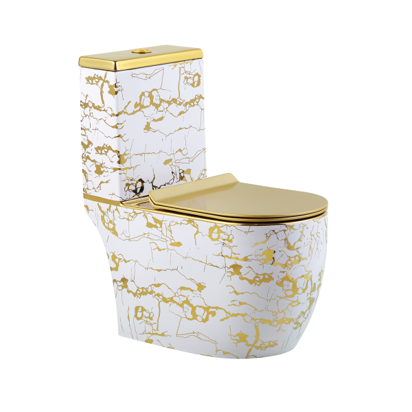 Luxury Marble Gold One-Piece Toilet SH-6628GA Wholesale – One Piece Toilet Factory Supplier