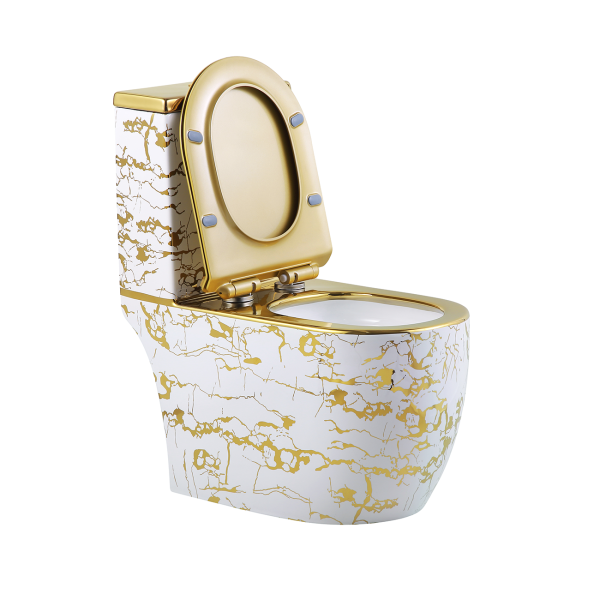 Luxury Marble Gold One-Piece Toilet SH-6628GA Wholesale – One Piece Toilet Factory Supplier
