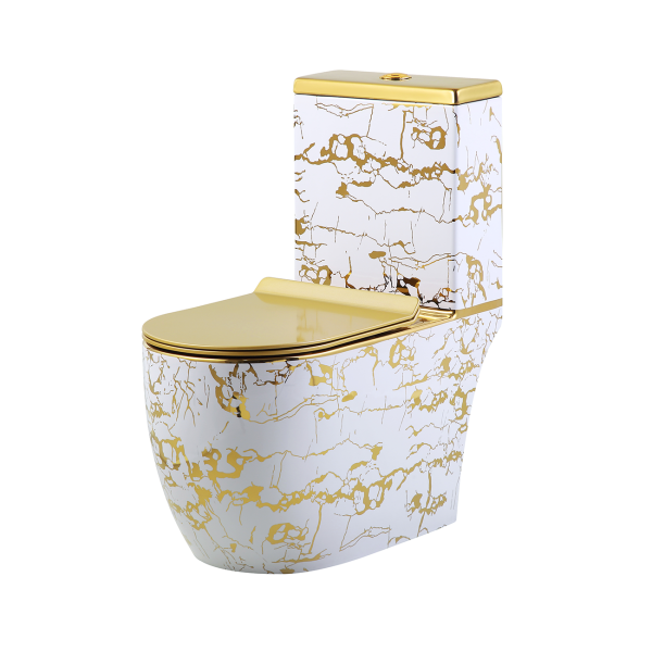 Luxury Marble Gold One-Piece Toilet SH-6628GA Wholesale – One Piece Toilet Factory Supplier