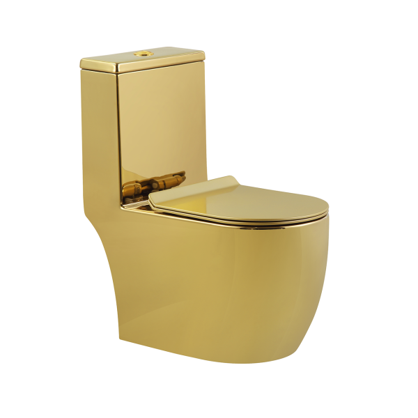 Wholesale Electroplating Gold Washdown One-Piece Toilet – Luxury Gold Toilet Wholesale for Premium Bathrooms