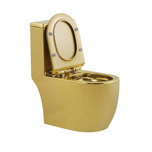 Wholesale Electroplating Gold Washdown One-Piece Toilet – Luxury Gold Toilet Wholesale for Premium Bathrooms