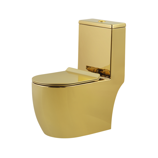 Wholesale Electroplating Gold Washdown One-Piece Toilet – Luxury Gold Toilet Wholesale for Premium Bathrooms