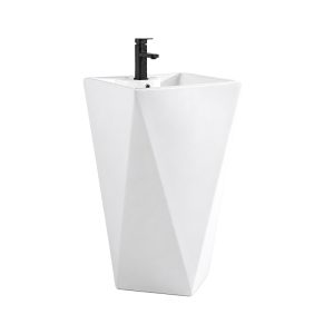 Diamond-Shape Ceramic Pedestal Wash Basin for Wholesale Bathroom Projects – Wash Basin Factory
