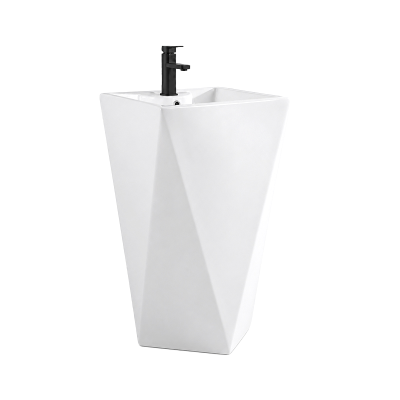 Diamond-Shape Ceramic Pedestal Wash Basin for Wholesale Bathroom Projects – Wash Basin Factory