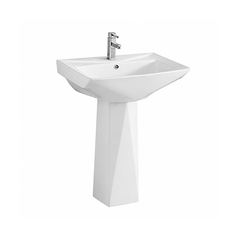 Factory Direct Pedestal Sink Basin with Elegant Geometric Design SH-B182, Supporting Brand Customization