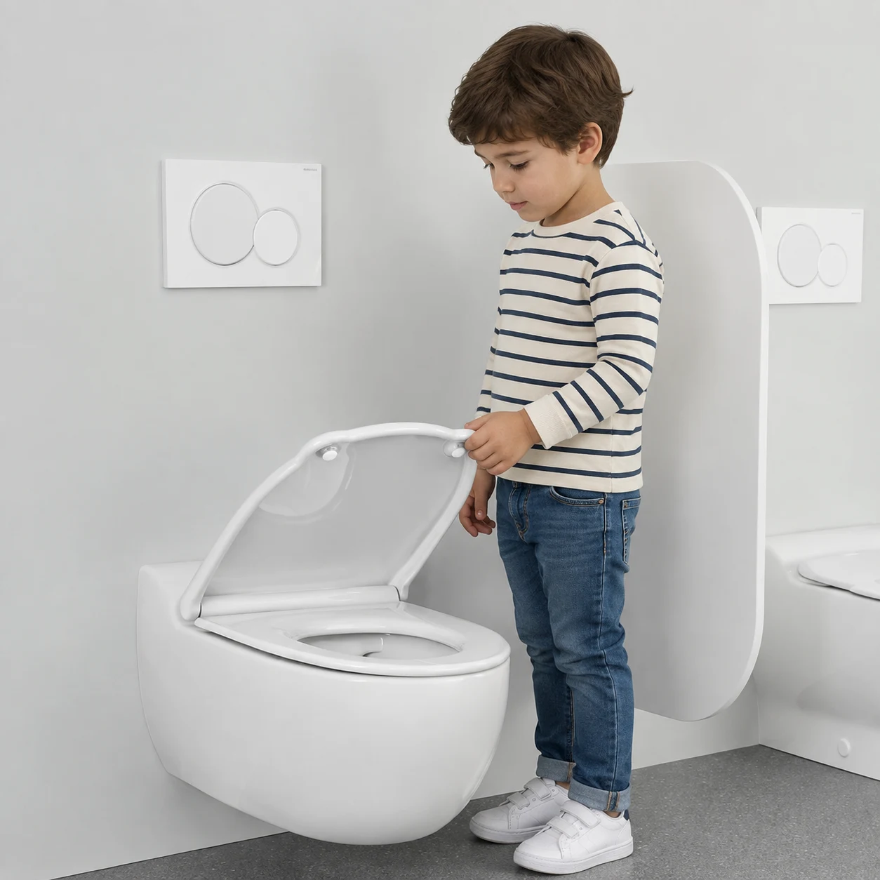 customizable wall-hung toilet height for a more child-friendly experience