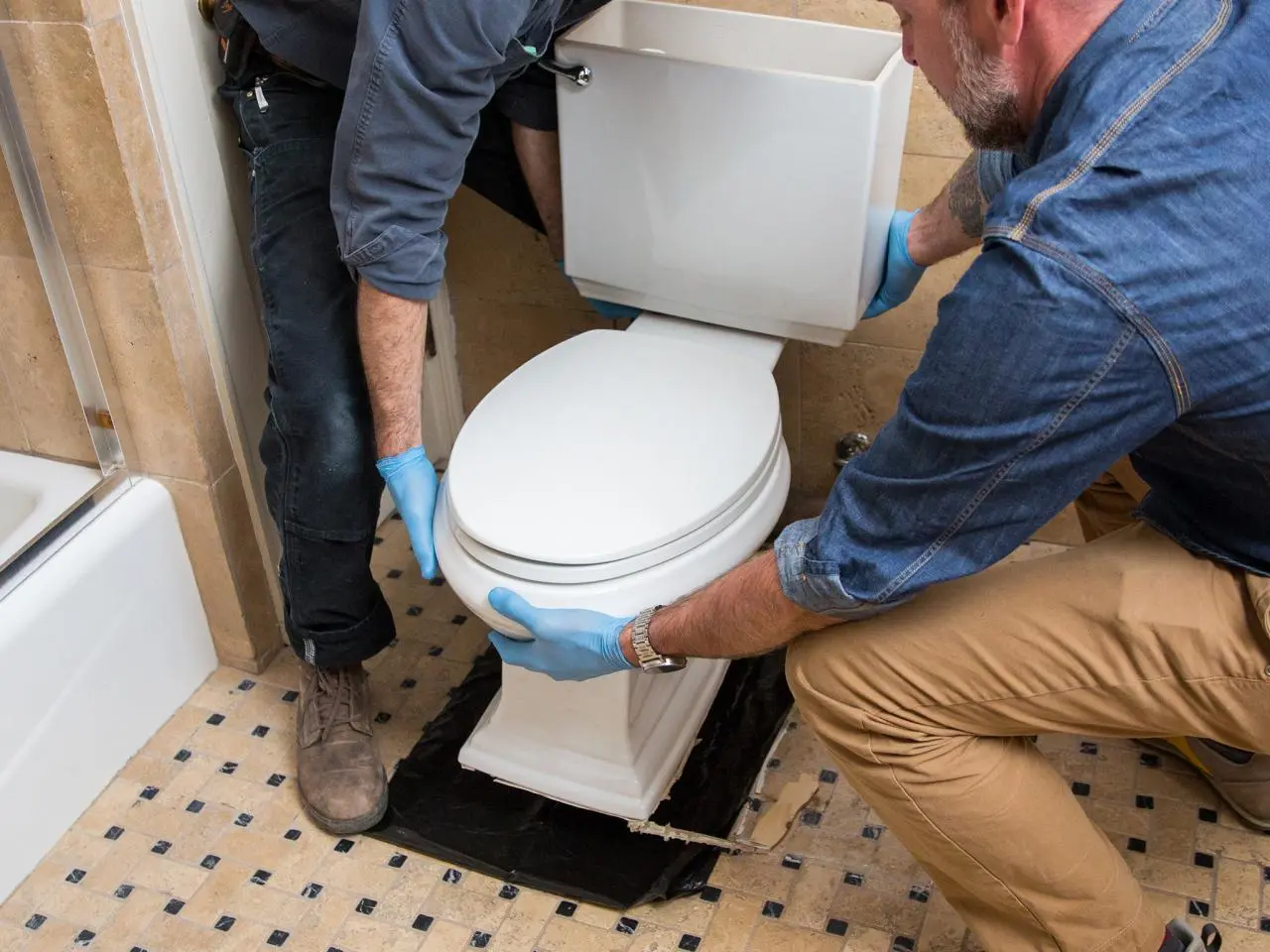 install a two-piece toilet