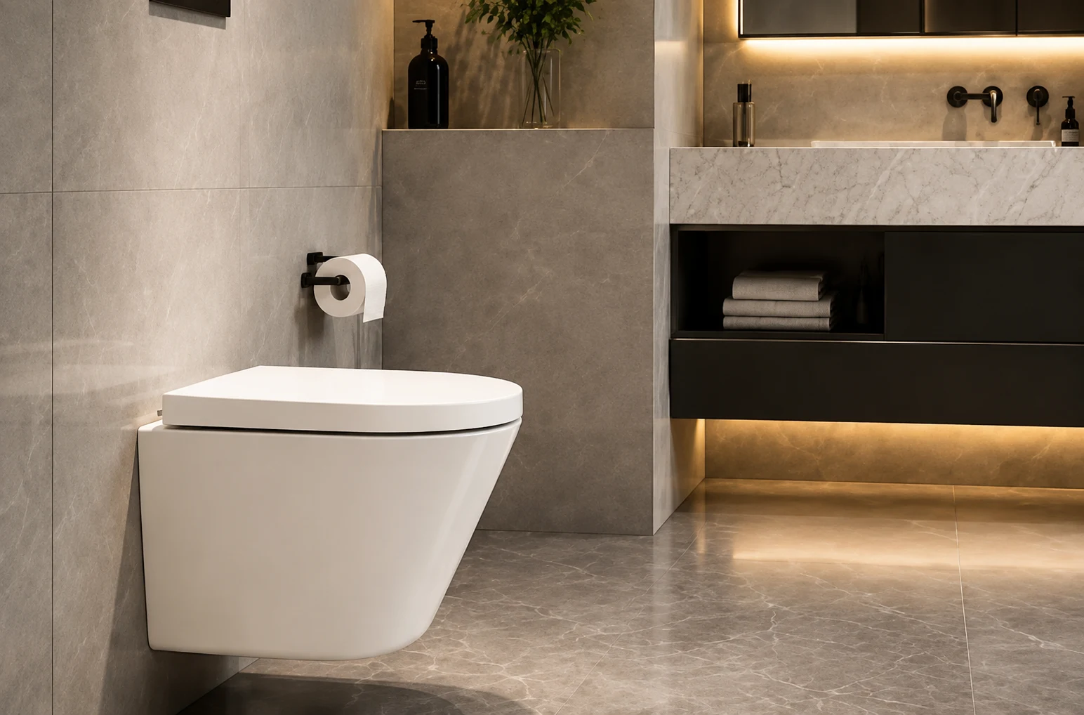 wall-hung toilets in high-end hotel