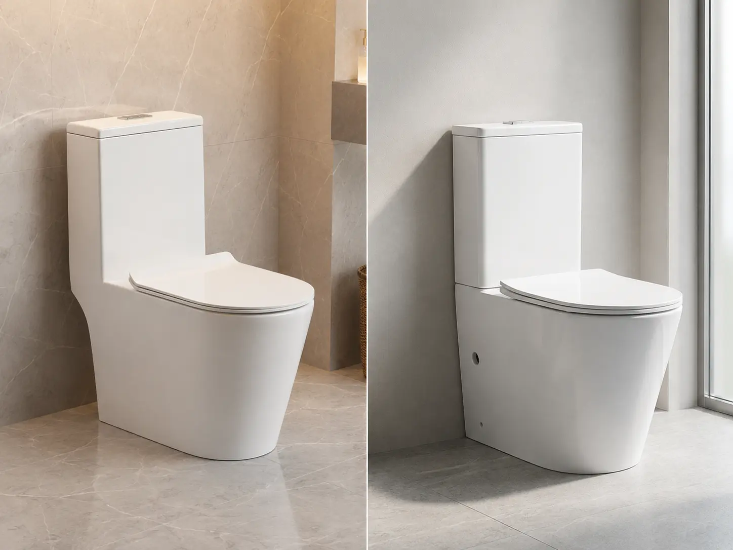 one-piece toilet and two-piece toilet