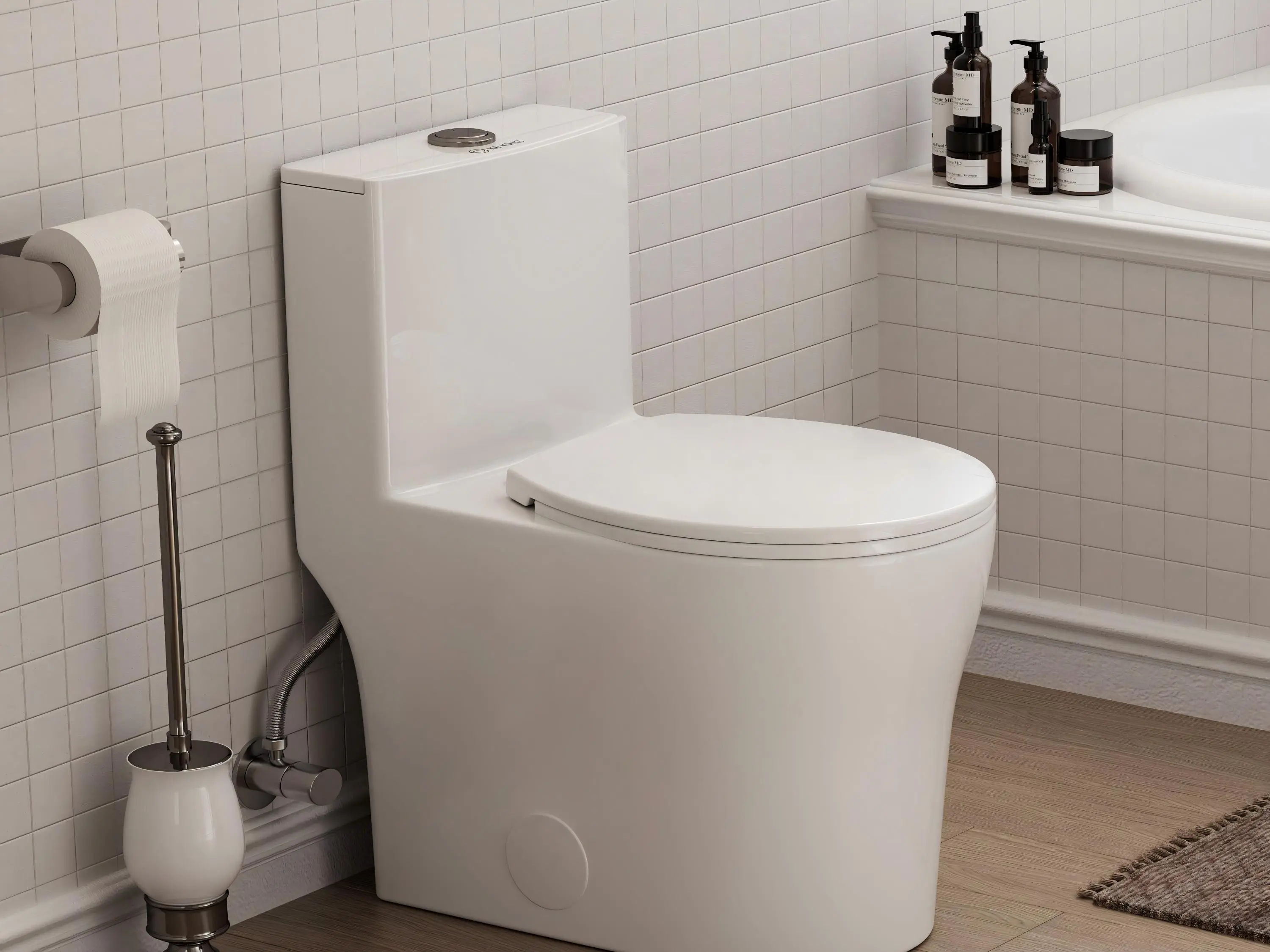 one-piece toilet in the apartment bathroom