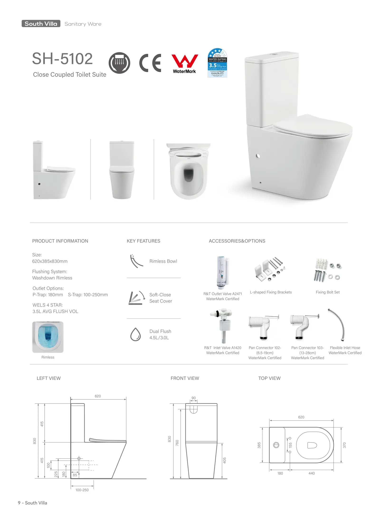 WaterMark Certified Toilet SH-5102 Details