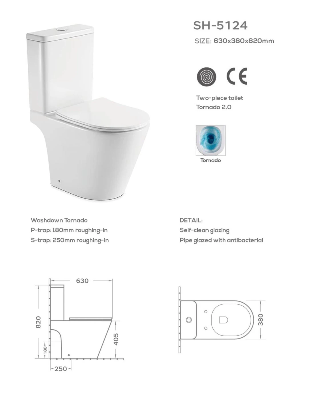Close-coupled Toilet SH-5124 Details