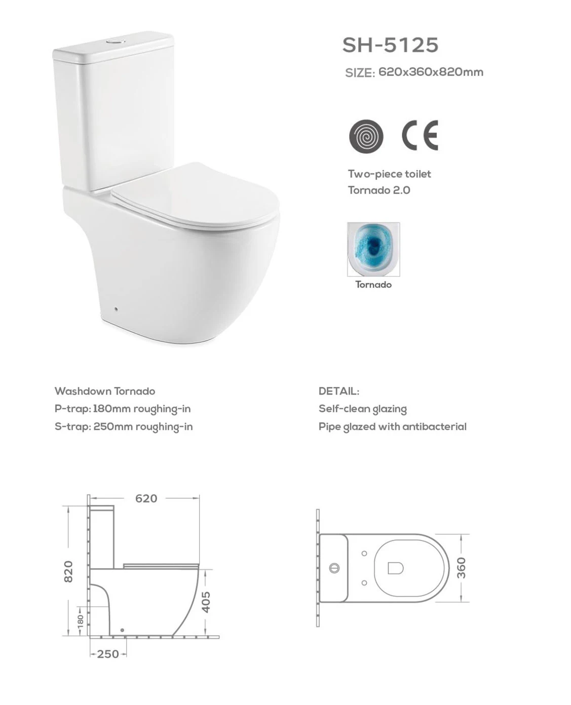 Close-coupled Toilet SH-5125 Details