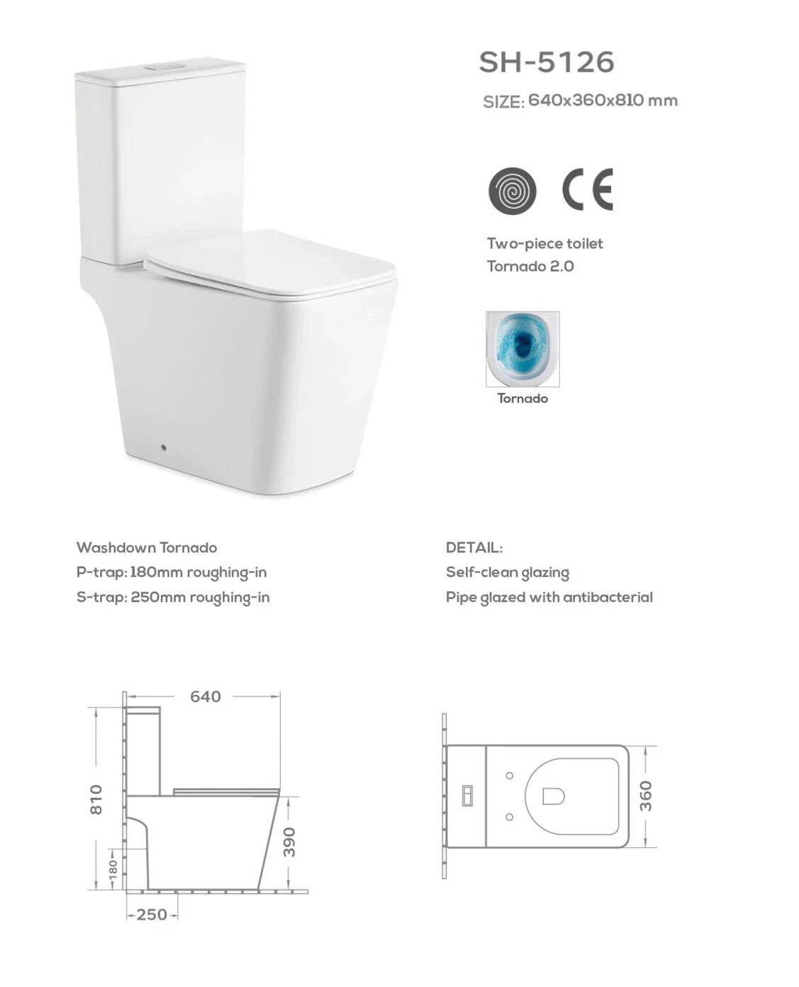Close-coupled Toilet SH-5126 Details