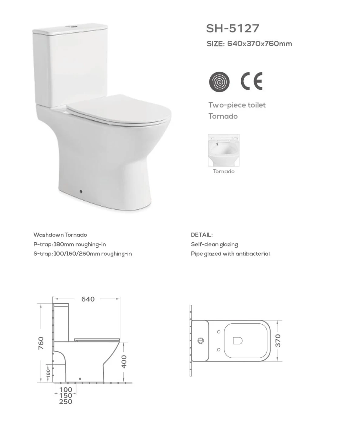 Close-coupled Toilet SH-5127 Details
