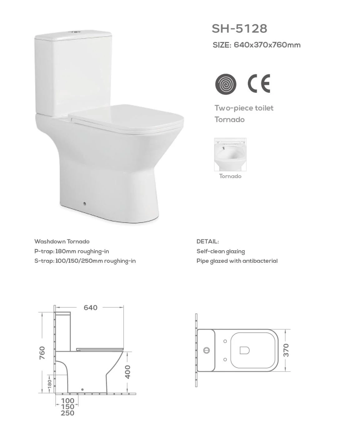 Close-coupled Toilet SH-5128 Details