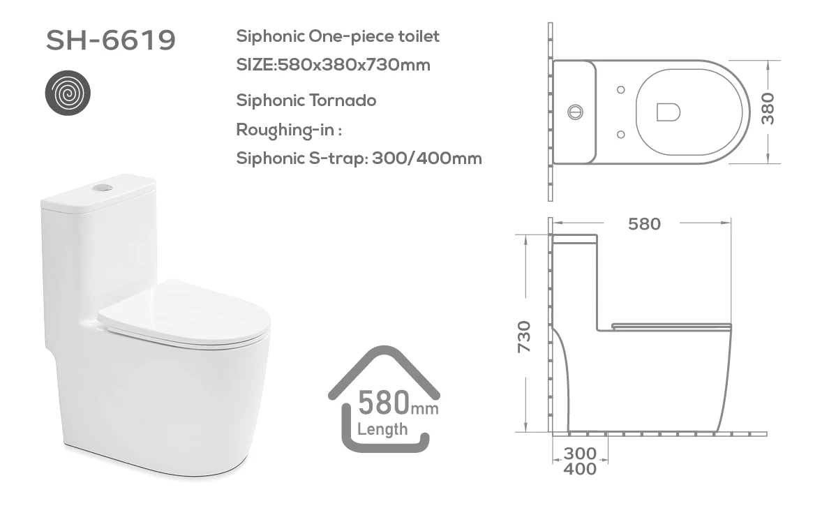 Siphonic Toilet SH-6619 Details