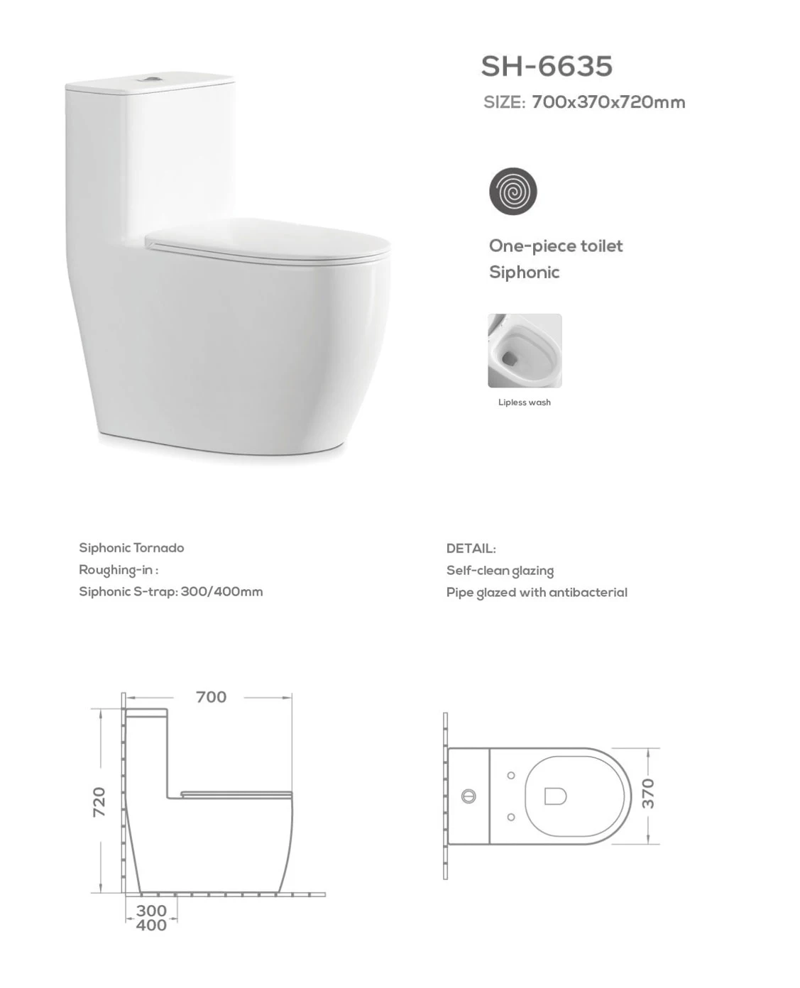 Siphonic Toilet SH-6635 Details