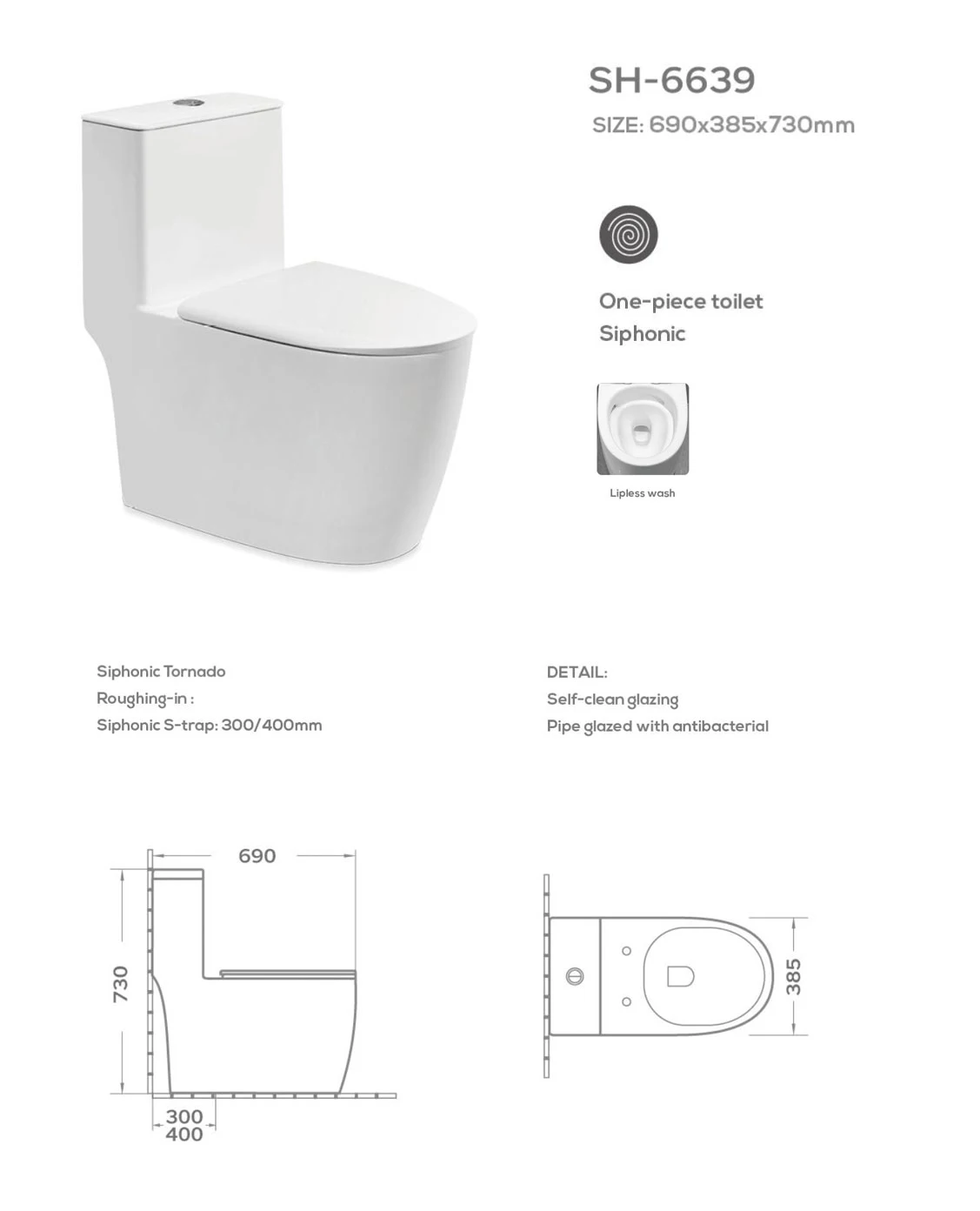 Siphonic Toilet SH-6639 Details