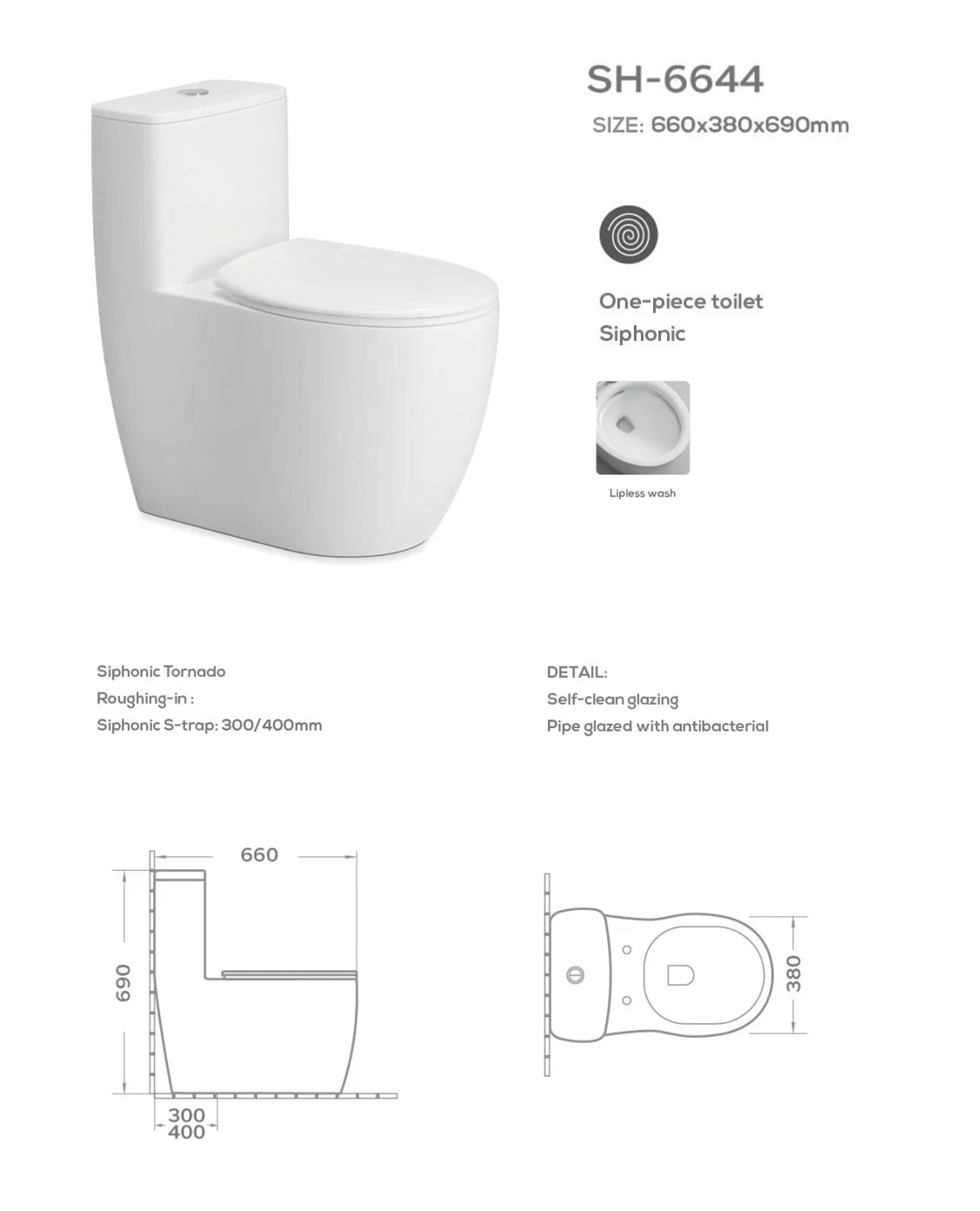 Siphonic Toilet SH-6644 Details